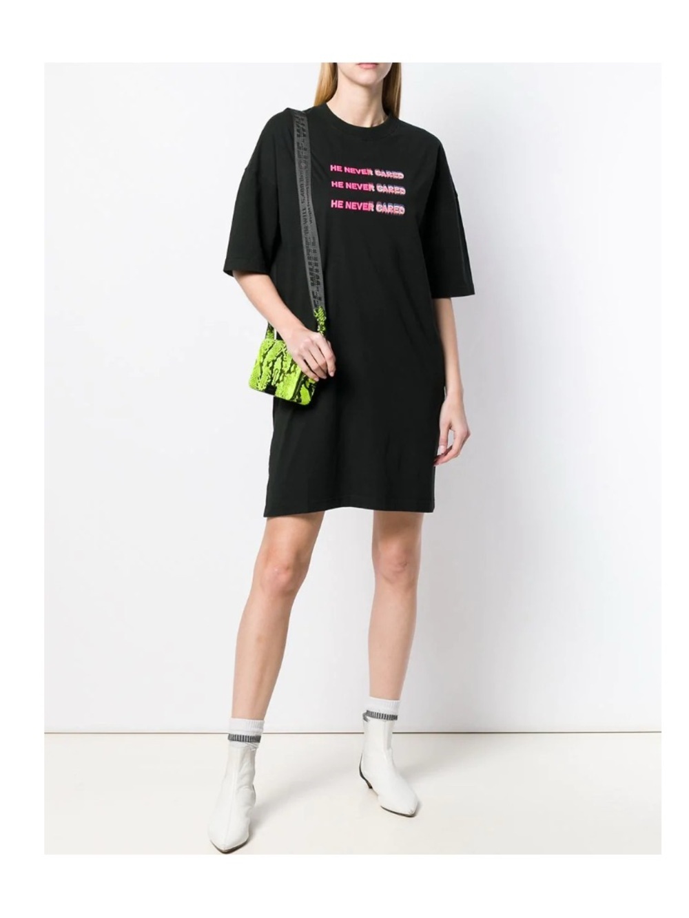 T-Shirt Dress NWT Marcelo Burlon He Never Cared Graphic Streetwear Black XXS